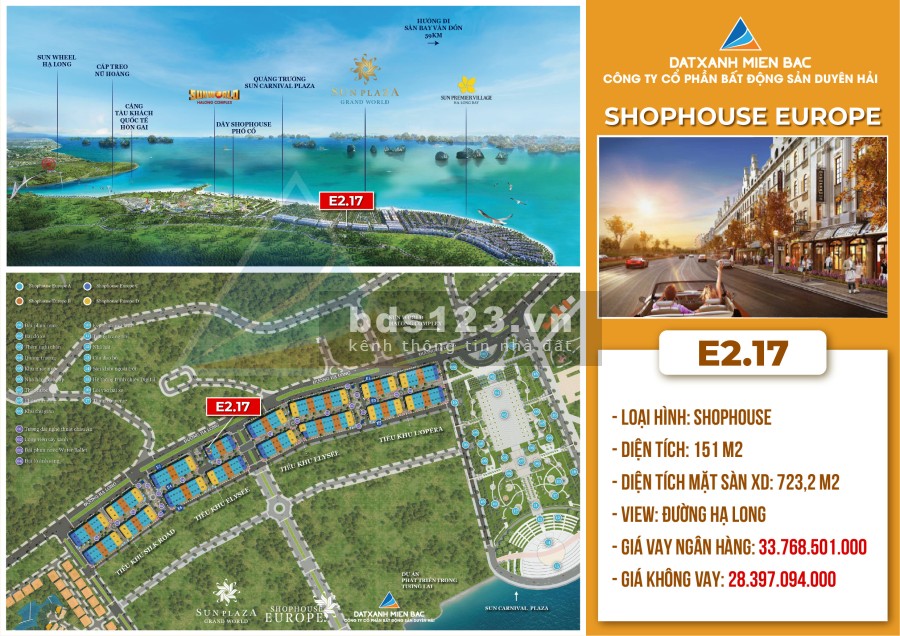 Chính chủ căn Shophouse cao cấp khai thác vận hành ngay tại Sun Europe giá tốt đầu tư