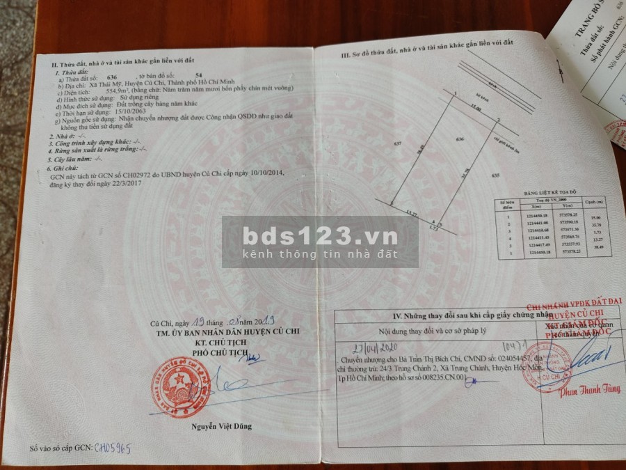 Cần bán gấp lô đất vườn 554m2 giá chỉ 1 tỷ 950 Đường Cây Trôm Mỹ Khánh đi vào 250m. xã Thái Mỹ