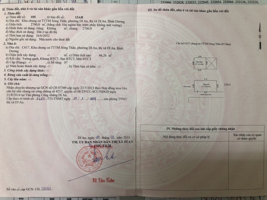Bán nhà chung cư Sóng Thần, C617 Đại lộ Độc Lập, Phường Dĩ An, TP.Dĩ An, Bình Dương.