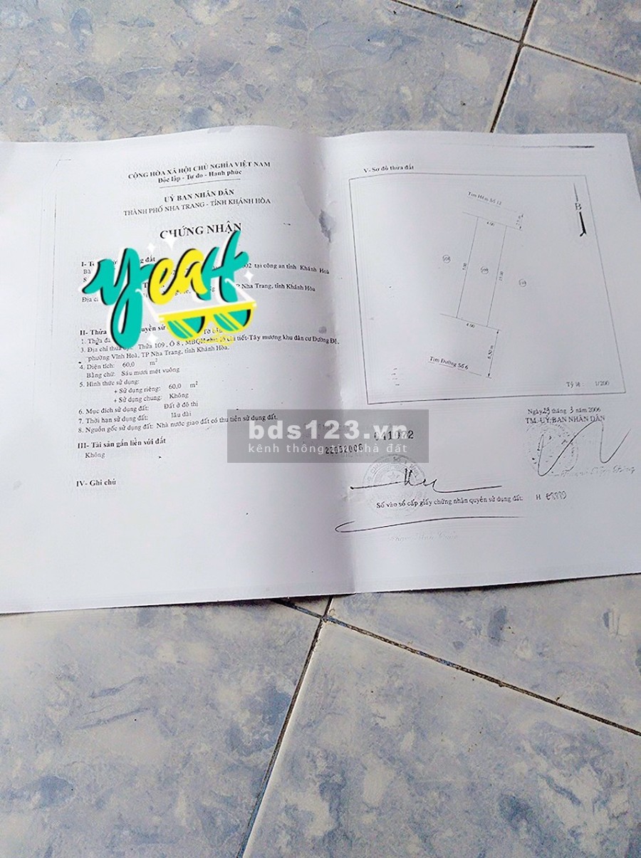 Cần bán lô đất tặng nhà cấp 4 mặt đường Bùi Huy Bích khu TDC Hòn Sện- Vĩnh Hòa- Nha Trang