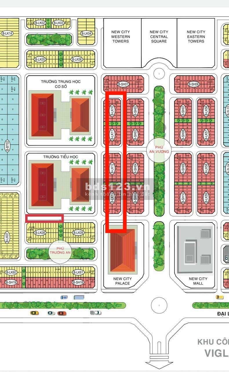 Bán lô đất diện tích 102m2, giá bán 1.7 tỷ, mặt sau đường 61 dự án New City Phố Nối, giá tốt
