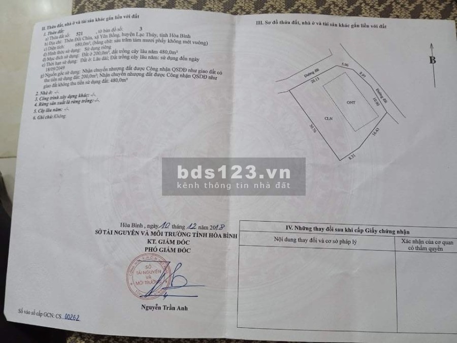 Bán đất Lạc Thuỷ - Hoà Bình lô góc 2 mặt tiền khu vực đông dân cư. Giá chỉ nhỉnh 1tr/m2