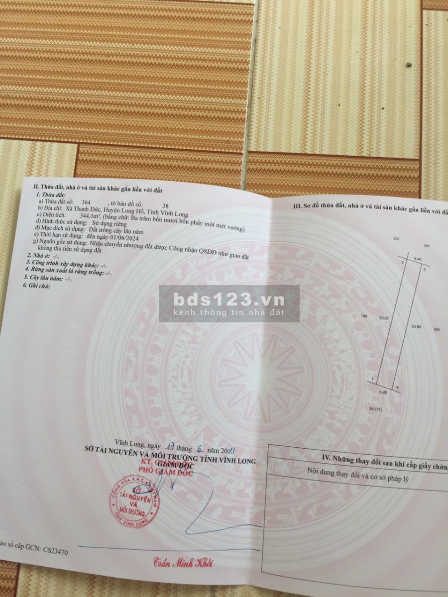 Bán đất hẻm xe hơi Long Hồ - Vĩnh Long liên hệ 0345903252, pháp lý chính chủ, giá tốt