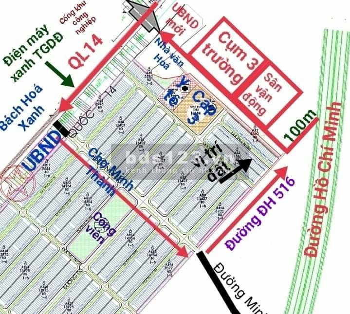 Chính chủ cần bán gấp 2 lô view trường cấp mầm non cấp 1,2 Minh Thành, giá 8.8 triệu/m2