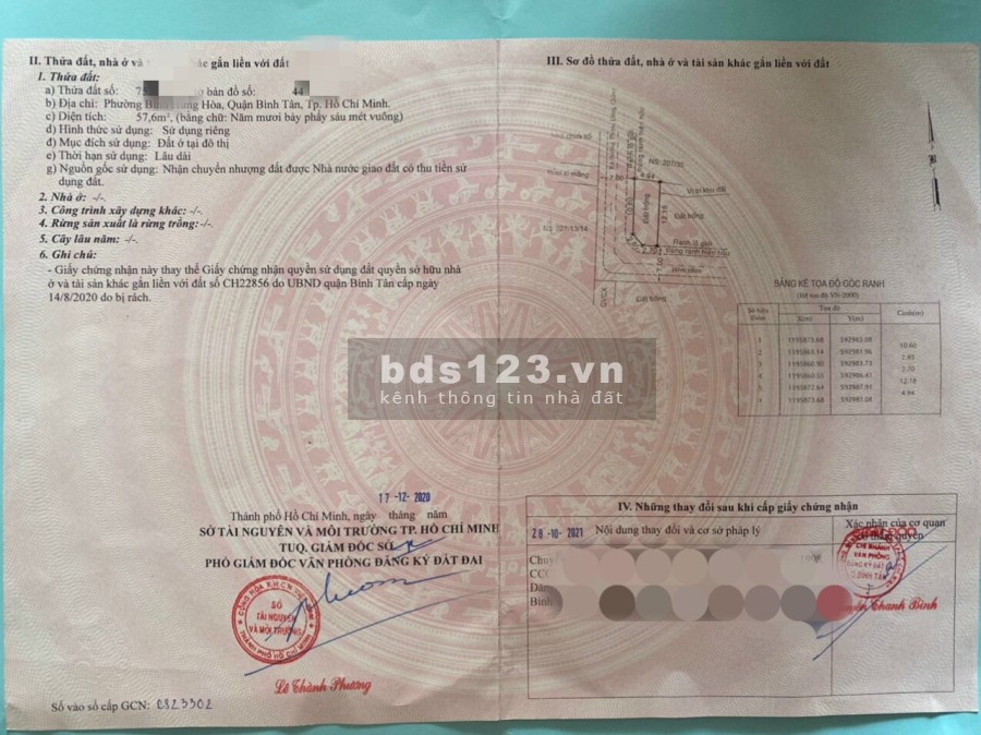 Bán đất phường Bình Hưng Hoà Bình Tân diện tích 5 x12m giá bán 4.7 tỷ liên hệ 0798279882