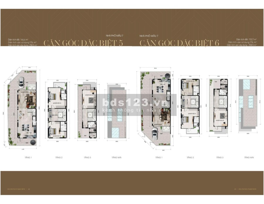 Nhà phố diện tích 5x20m 1 trệt 2 lầu mặt tiền đường 13 - 20 mét, sổ hồng riêng