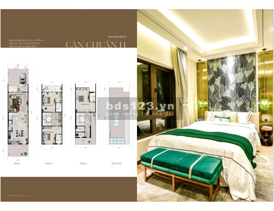 Nhà phố diện tích 5x20m 1 trệt 2 lầu mặt tiền đường 13 - 20 mét, sổ hồng riêng