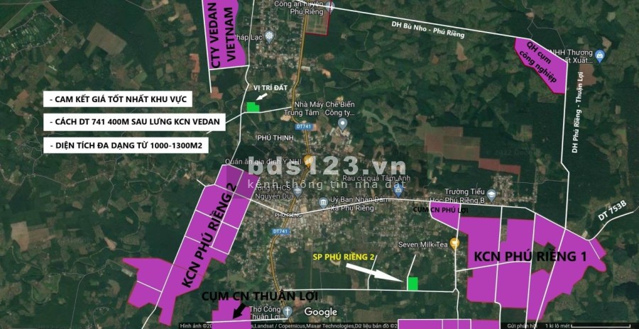 Đất xào ngay DT741 cách tttm Phú Riềng 1,5km giá bán 720 triệu, ngân hàng hỗ trợ vay