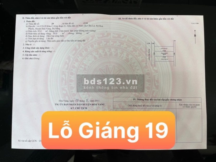 Bán lô Lỗ Giáng 19 (5m5) sau Honda ô tô Tiến Thu liên hệ 0968009949, giá bán 2.85 tỷ