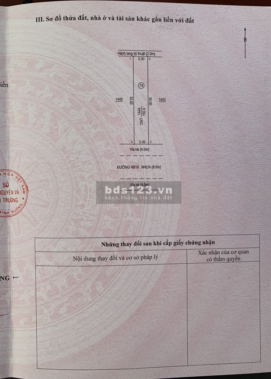 Chính chủ bán đất 10x30m Vsip 2A (lô cặp), đường thông NB19 rộng 8m, vỉa hè mỗi bên 4m