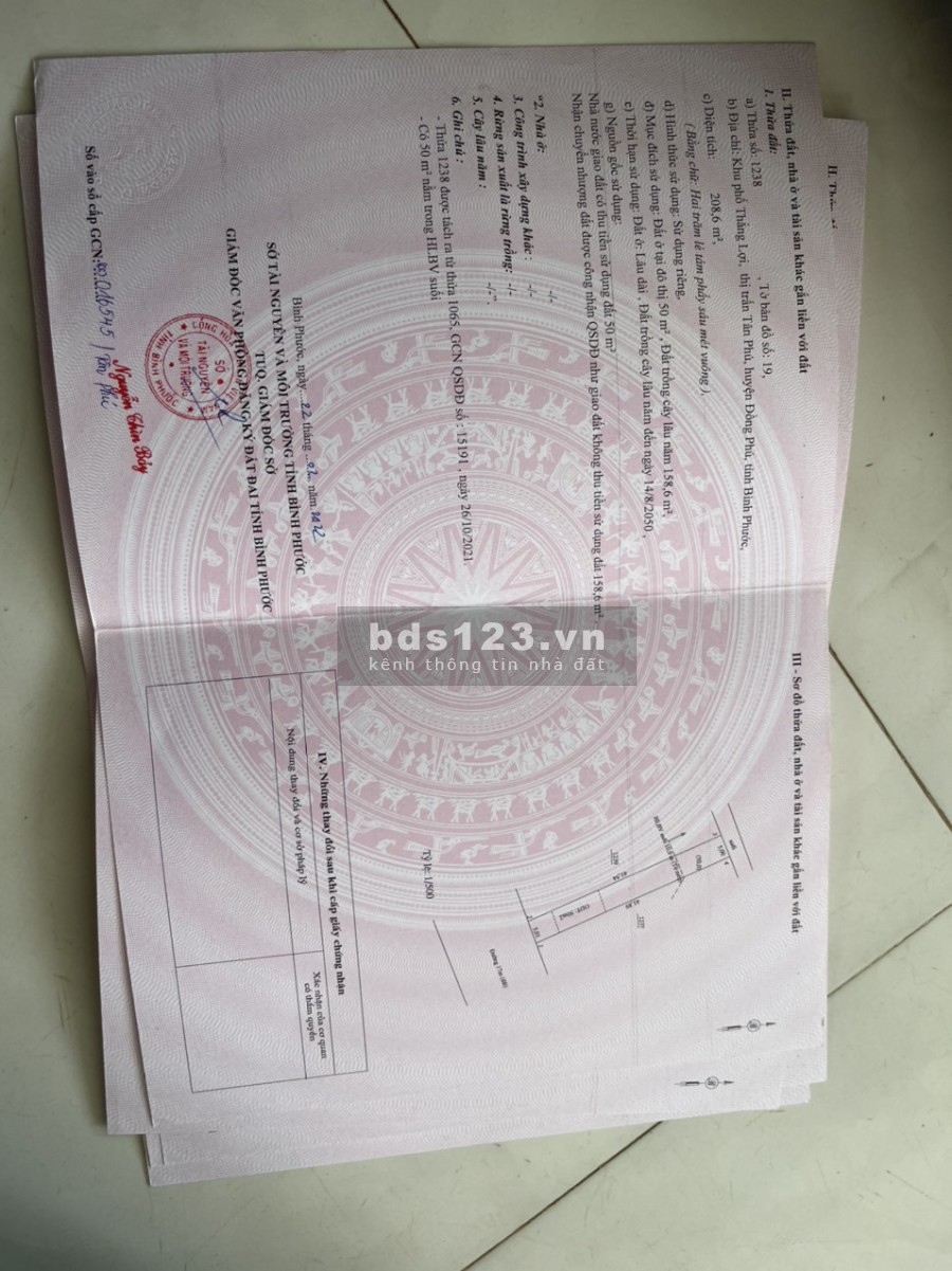 Chính chủ cần bán gấp đất giá rẻ tại thị trấn Tân Phú, Đồng Phú, Bình Phước, giá đầu tư