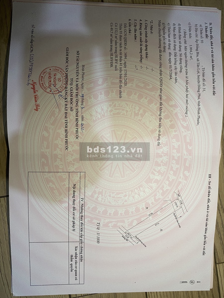 Cần bán đất ngay ủy ban nhân dâu xã Tân Lợi sổ hồng chính chủ, liên hệ 0347411472
