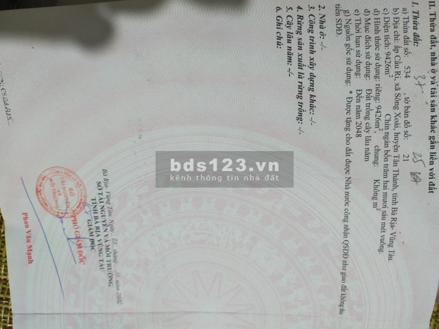 Chùa cần bán mảnh đất ở Cầu Ri, Sông Xoài diện tích 9426m2 giá 16 tỷ ko thương lượng