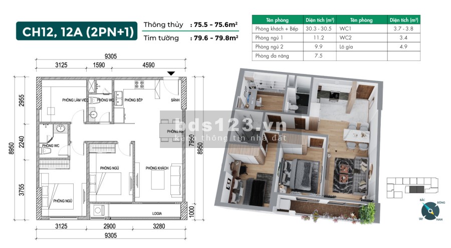 3 phòng ngủ cao cấp giá tốt nhất Phương Đông Green Home, giá chỉ 29tr/m2 LH:0982706222