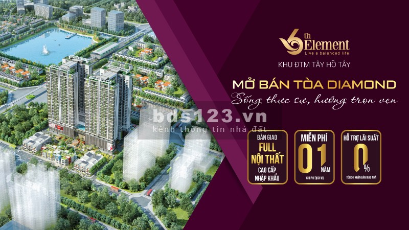 Chủ đầu tư 6th Element cho thuê mặt bằng dự án Vip nhất khu vực Tây Hồ, giá tốt