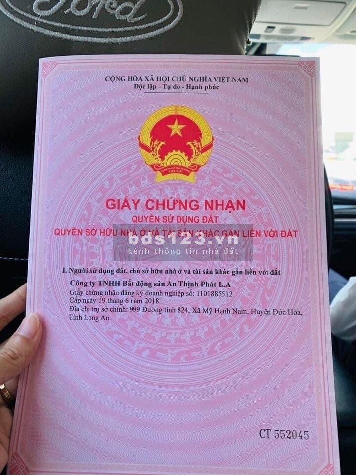 Bán Gấp lo đât mặt tiền tỉnh lộ 830 diện tích sử dụng 80m2 giá bán chỉ 722 triệu, pháp lý chuẩn