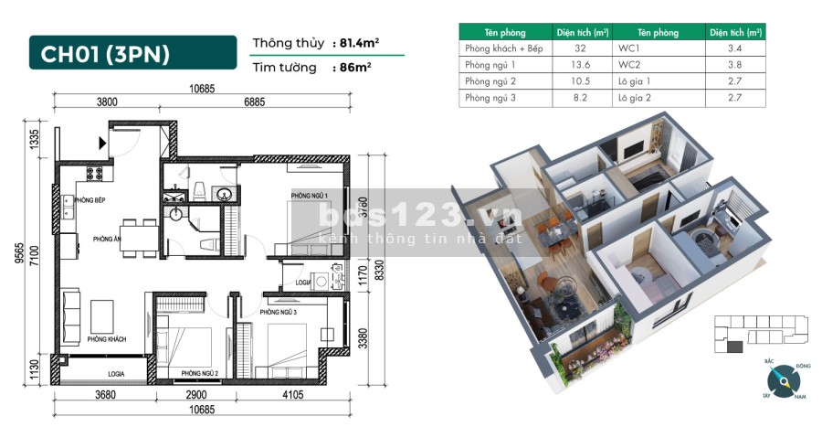 Căn 3 phòng ngủ ngoại giao giá tốt nhất Phương Đông Green Home từ 30tr/m2 LH: 0982.706.222