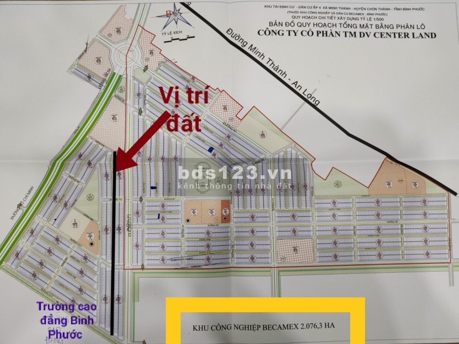 Becamex Chơn Thành Bình Phước Giai đoạn 1, lô đất cách nhà máy CPV hơn 5000 công nhân chỉ 100m.