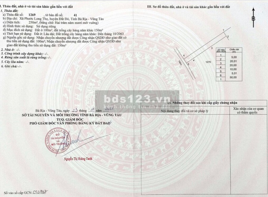 Chủ gửi bán gấp lô đất đi định cư nước ngoài gần Quốc Lộ 55 giá tốt đầu tư sinh lời