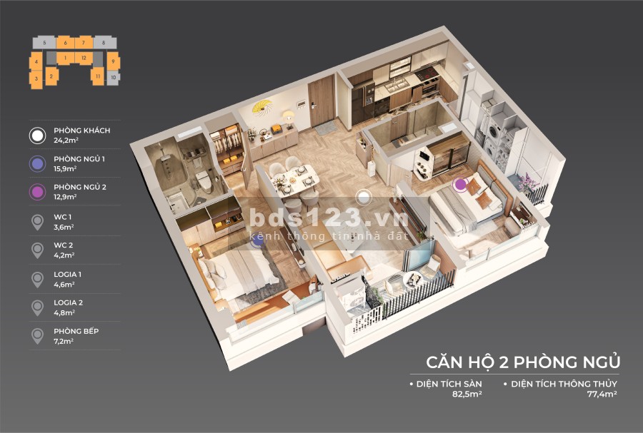 Căn 2PN +1 sổ hồng sỡ hữu lâu dài ngay trung tâm TP Đà Nẵng, GIÁ 52TR/M2