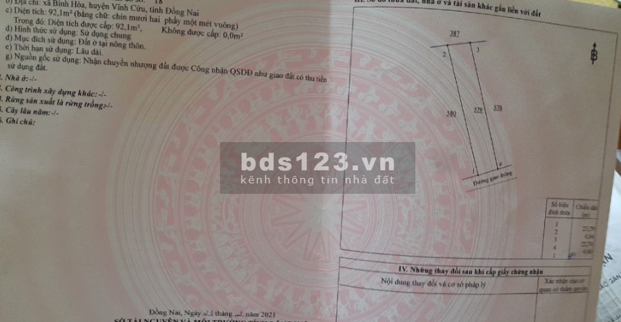 Chính chủ bán lô đất đường ĐT-768, xã Bình Hòa, đã có sổ, liên hệ 0798225700