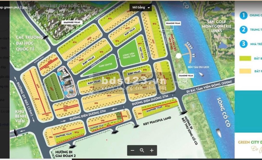 Chính chủ cần bán lô đất Green city, sát sông Cổ Cò, giá 2ty350 dg 7m5, lk19, 0935192035