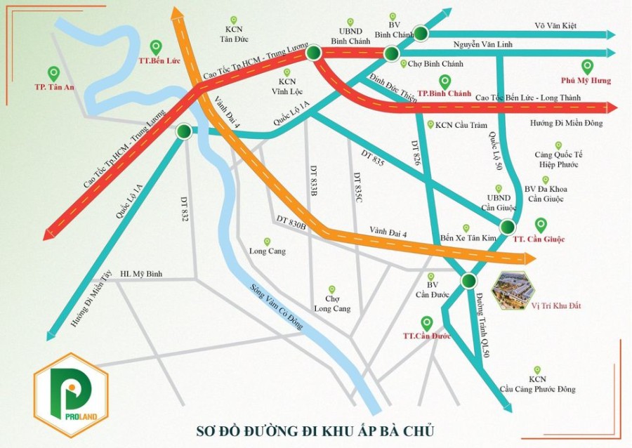 Đất chính chủ, sổ hồng giá bán 8 triệu/m2, Mặt Tiền QL50, công chứng sang tên trong ngày