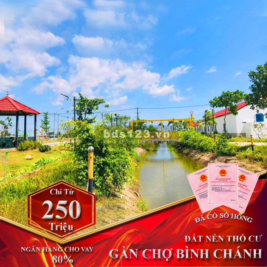 Bán đất ven sông gần chợ Bình Chánh giá đầu tư sinh lời cao, full thổ cư, bao sang tên