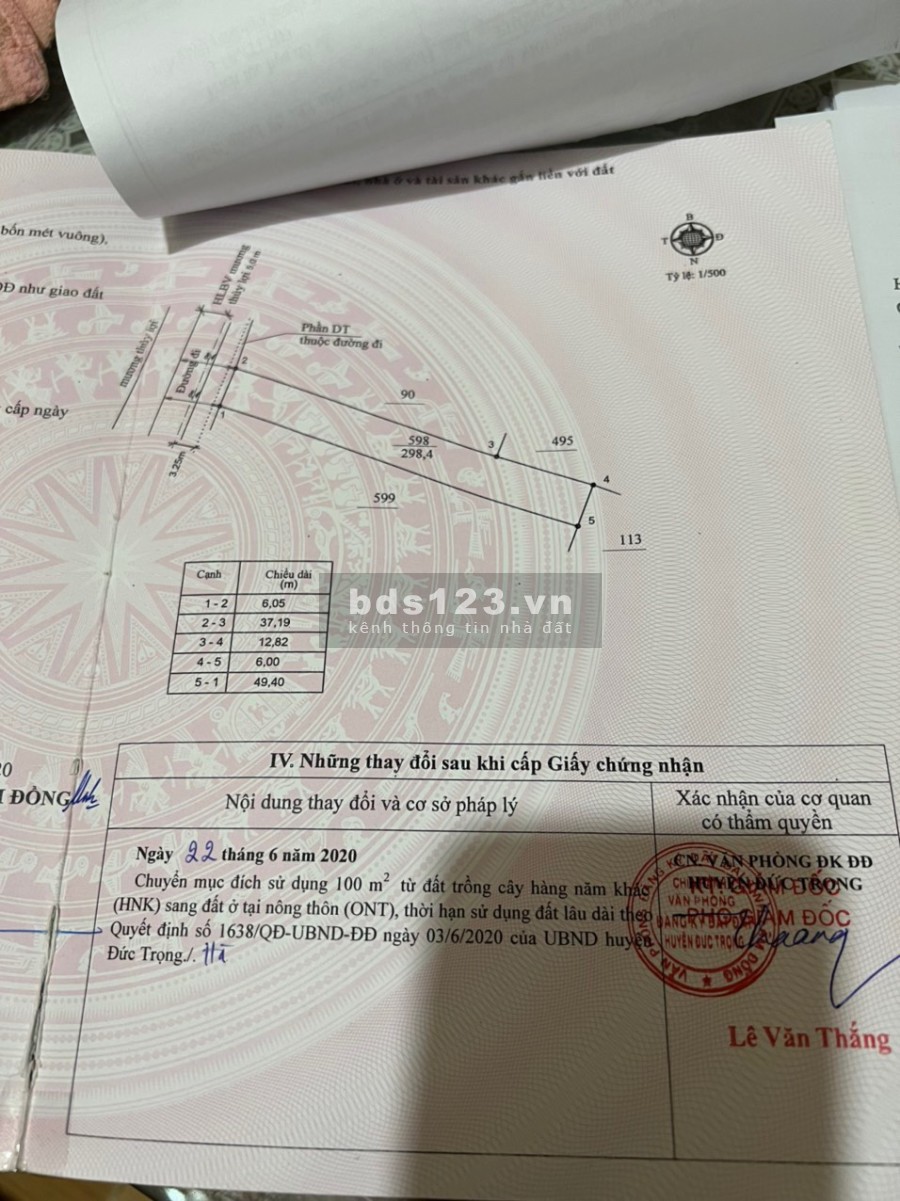 Đất Hiệp An sát Quốc Lộ 20 và cao tốc diện tích sử dụng 298m2 100% thổ cư giá 2.68 tỷ