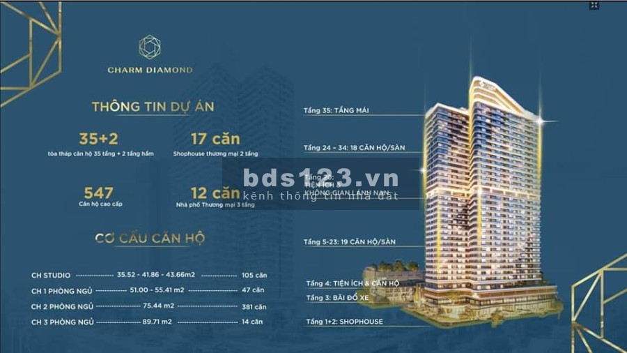 Bán căn hộ chung cư cao cấp 5 sao Charm Diamond ngay trung tâm Dĩ An, tiện ích bạt ngàn