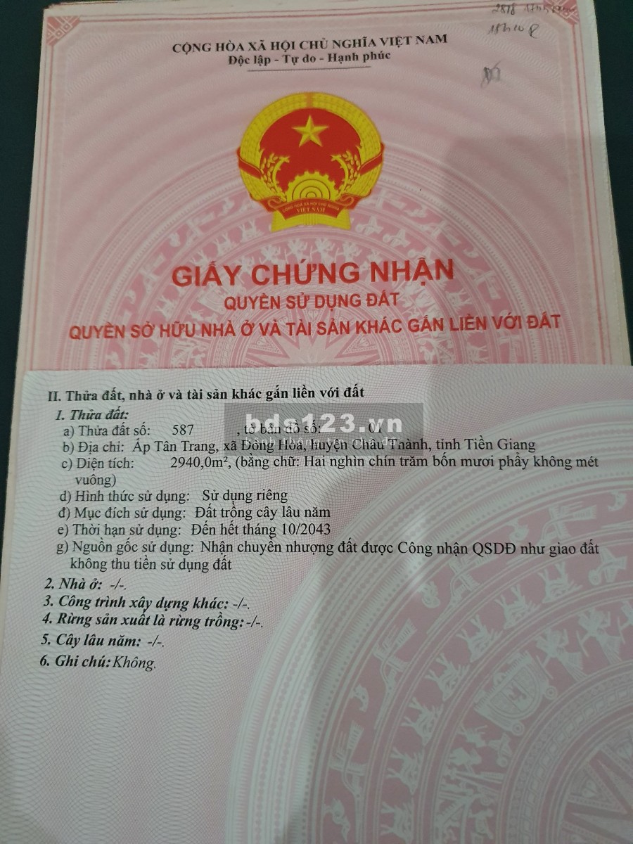 Đất vườn Tiền Giang xanh mát vị trí đẹp, giá rẻ bất ngờ 900 triệu đồng lh 0908614567