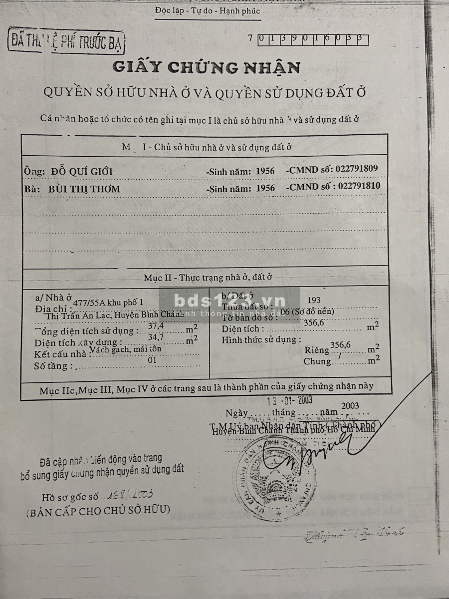 Đất ở Đô thị Quận Bình Tân thành phố HCM khu dân cư đông đúc, giá tốt đầu tư sinh lời