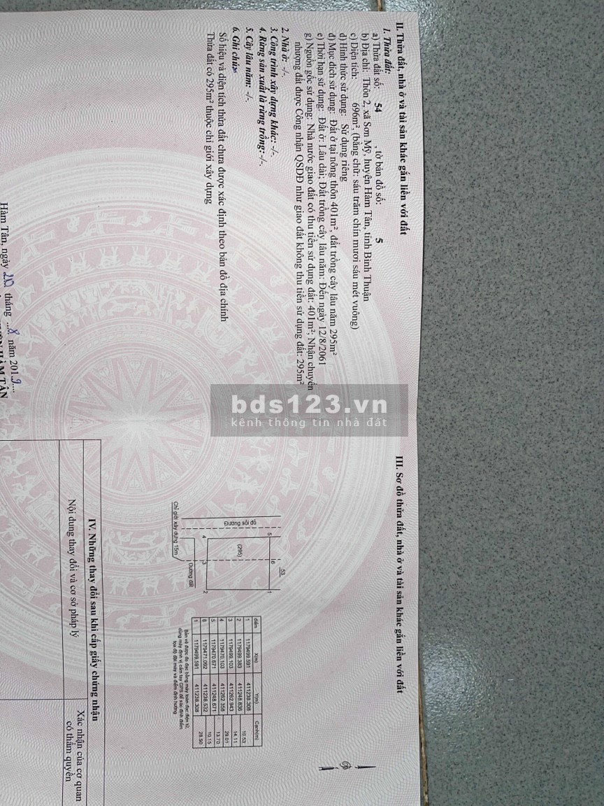 Chính chủ cần bán nhanh lô đất trung tâm xã Sơn Mỹ, Hàm Tân Bình Thuận, sổ sẵn đầy đủ