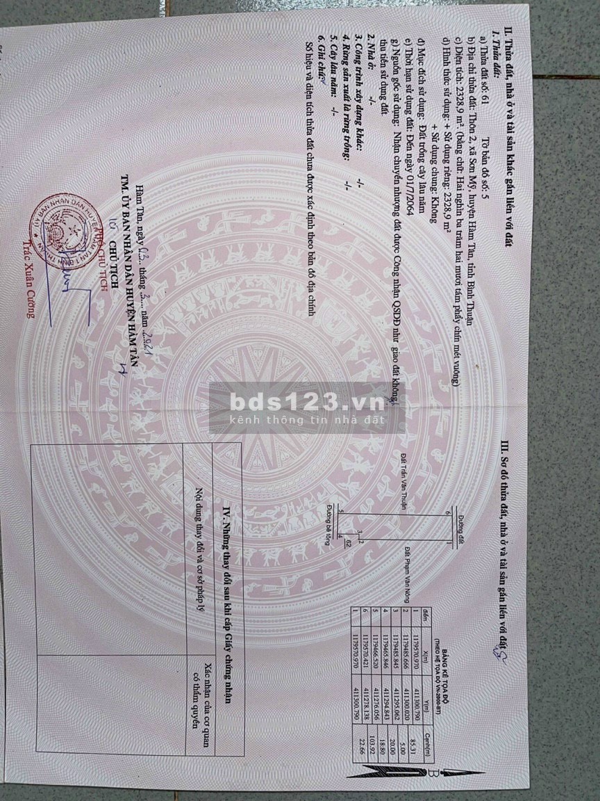 Chính chủ cần bán nhanh lô đất trung tâm xã Sơn Mỹ, Hàm Tân Bình Thuận, sổ sẵn đầy đủ