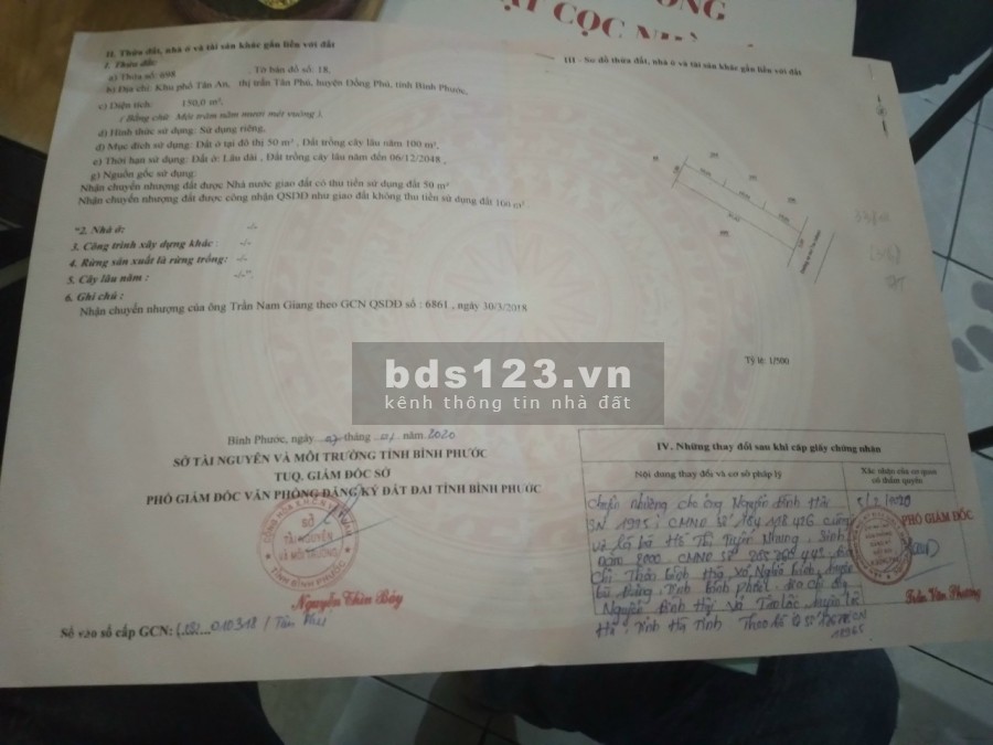 Đất ODT thổ cư sẵn mt 9m sổ riêng ngay trung tâm hành chính huyện Đồng Phú Bình Phước.