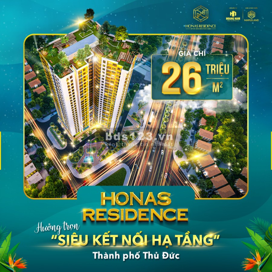 Mở bán căn hộ chung cư cao cấp Honas Residence Tân Vạn, Bình Dương, giá tốt đầu tư