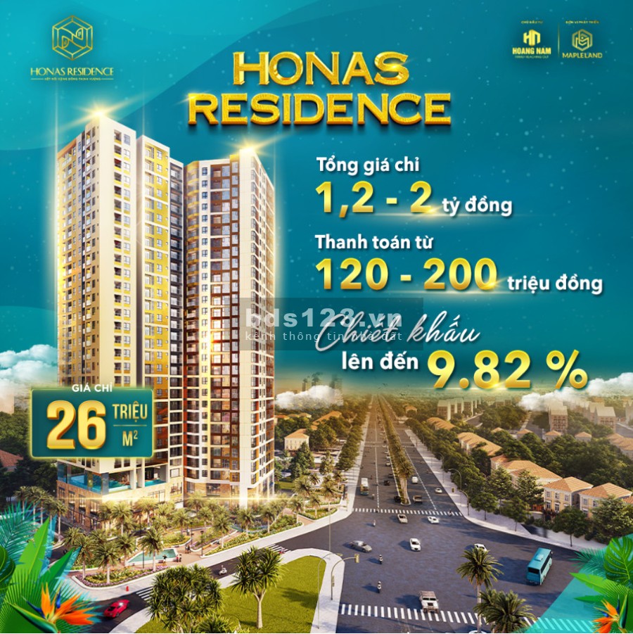 Mở bán căn hộ chung cư cao cấp Honas Residence Tân Vạn, Bình Dương, giá tốt đầu tư