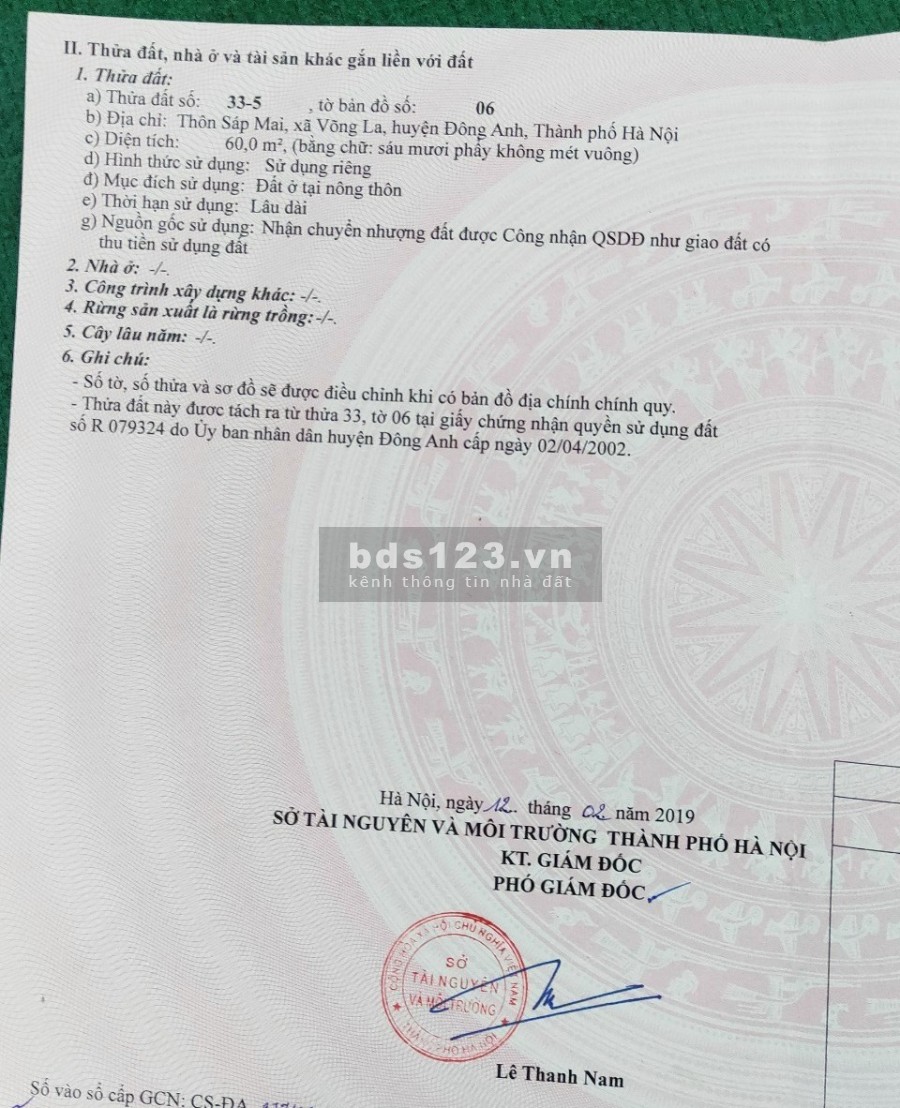 Cần bán lô góc thôn Sáp Mai, Võng La, Đông Anh, Hà Nội, liên hệ 0888888888 giá 16 triệu