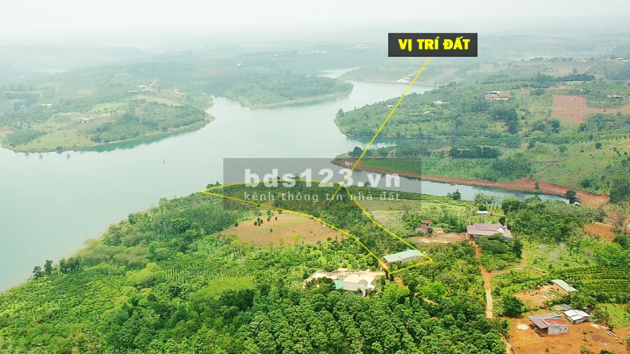 Hồ Siêu Đẹp 14.395 m2 đất chuyển thổ cư có nhà xây, 350m mặt tiền, bám 100m hồ lớn Nâm N'Jang