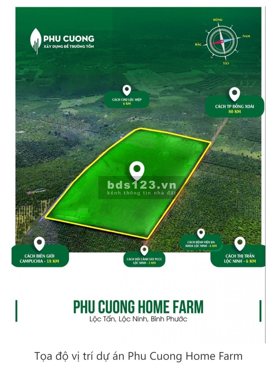 Bán đất nền Lộc Ninh, Bình Phước 545m2 giá 1,1 tỷ. Cam kết x2 sau 3 năm, mỗi tháng lợi nhuận 3%