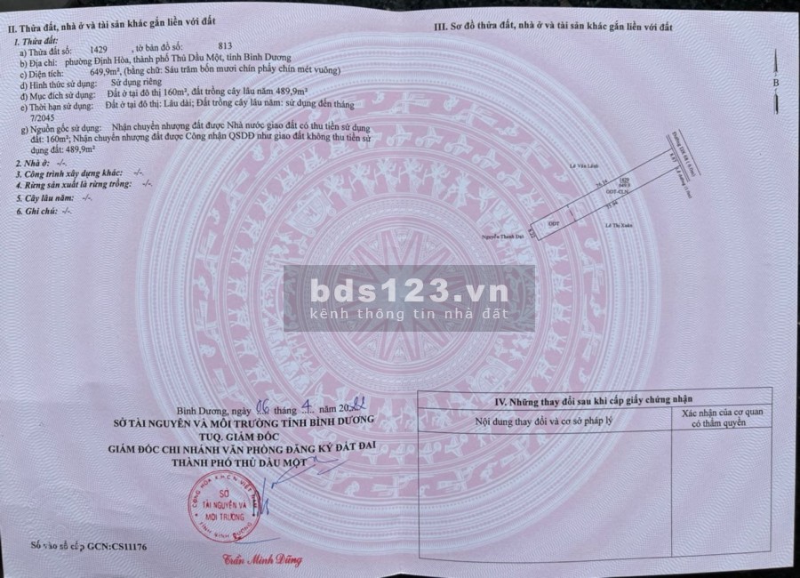 Người nhà cần bán đất phường Định Hoà, Thủ Dầu Một, Bình Dương, lh 0969511149