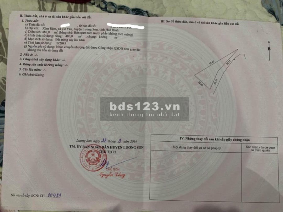 Lô đất bám hồ Vị trí đắc địa tại trung tâm xã Cư Yên nằm trong quy hoạch Lương Sơn