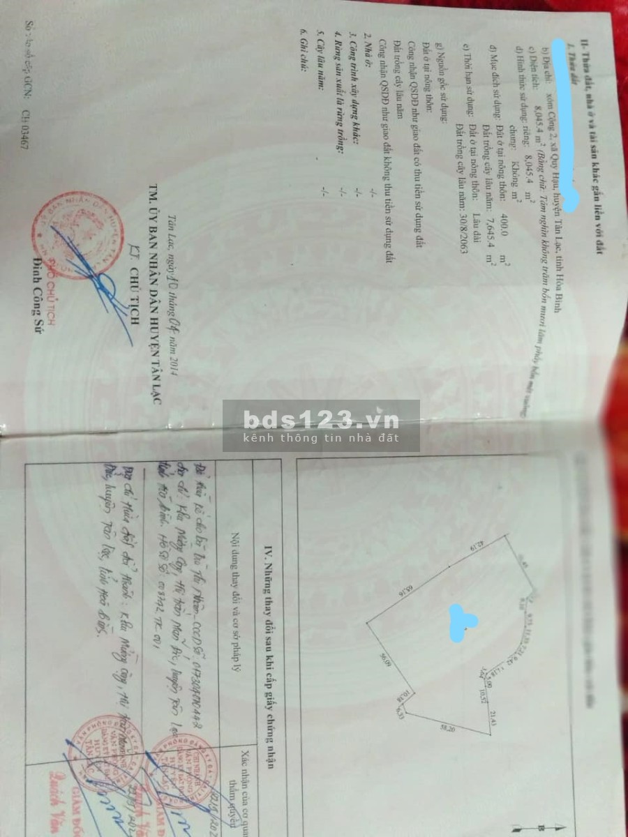 Đất Tân Lạc Hoà Bình với giá rẻ bất ngờ pháp lý chuẩn, bàn giao đầy đủ giấy tờ lh 0966964606