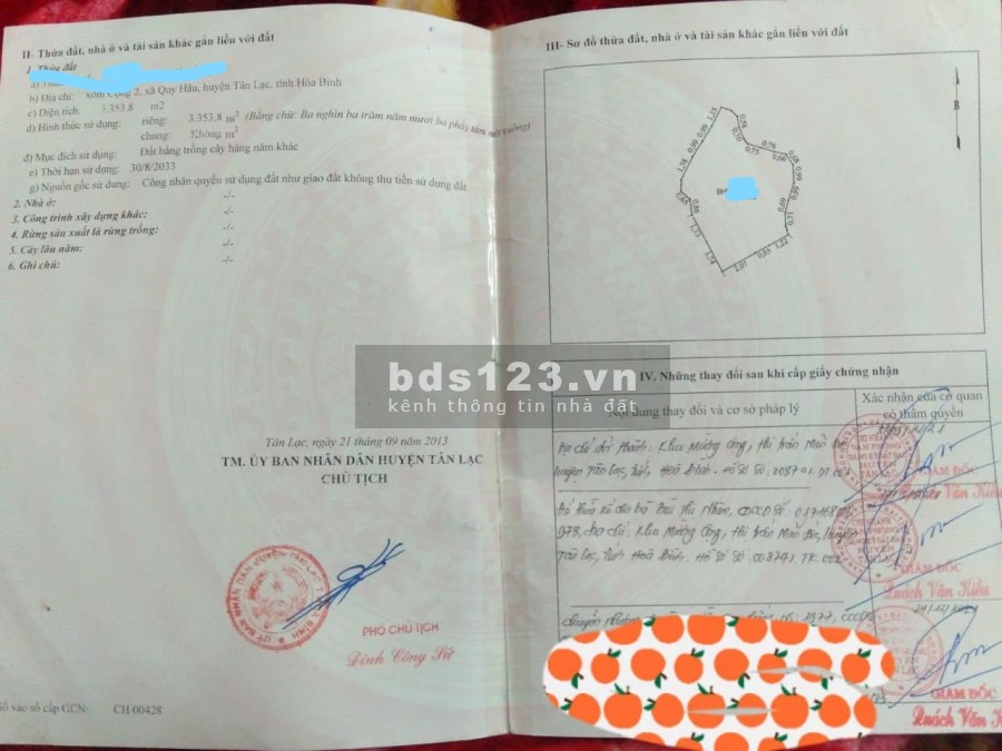 Đất Tân Lạc Hoà Bình với giá rẻ bất ngờ pháp lý chuẩn, bàn giao đầy đủ giấy tờ lh 0966964606