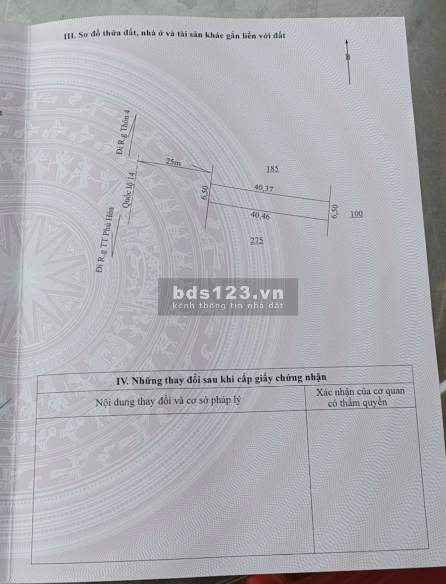 Bán đất mặt đường Quốc Lộ 14, Hòa Phú, Chư Păh, Gia Lai diện tích 262m2 giá 1,15 tỷ
