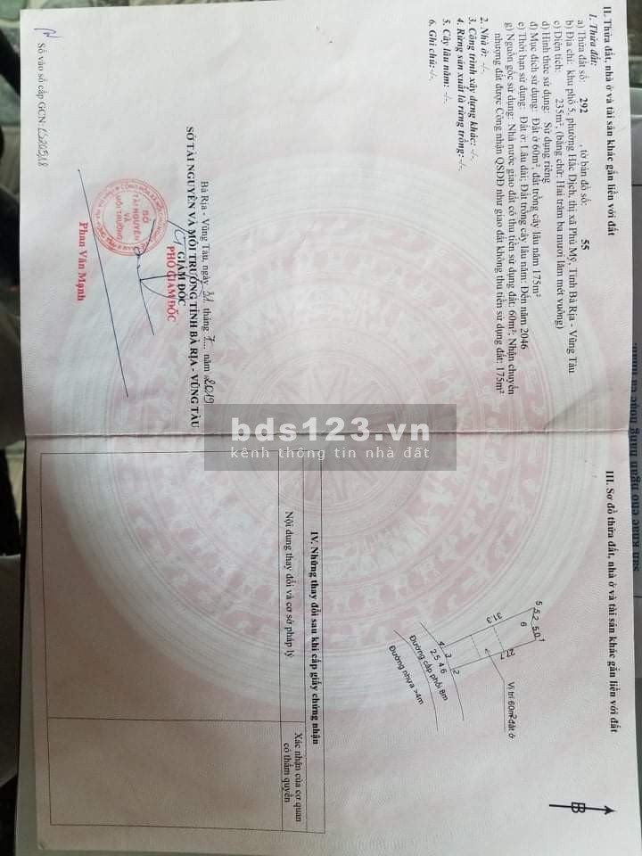 Cần bán đất chính chủ phường Hắc Dịch, Bà Rịa Vũng Tàu khu dân cư đông giá tốt