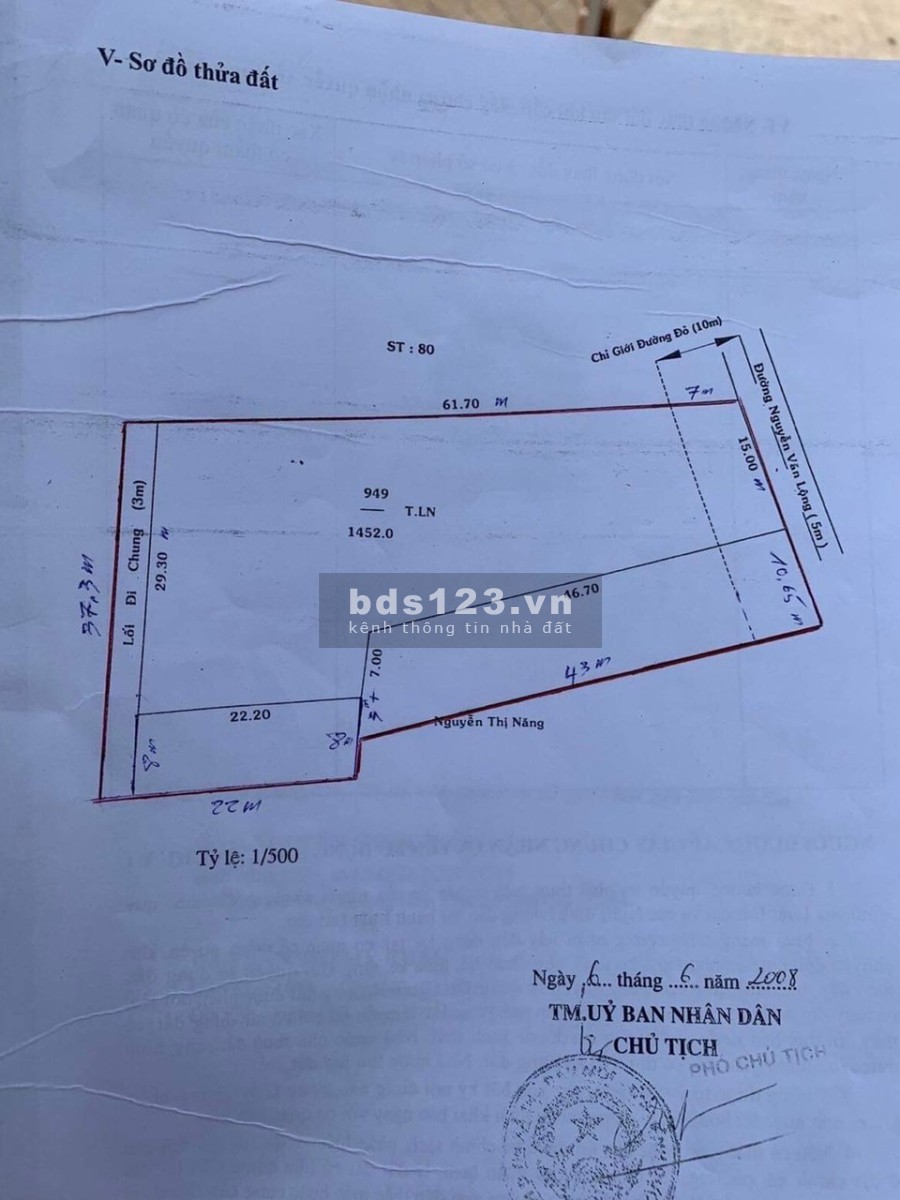 Cần cho thuê đất sử dụng lâu dài, tiện tích 2000m2, giá thoả thuận, đường Nguyễn Văn Lộng