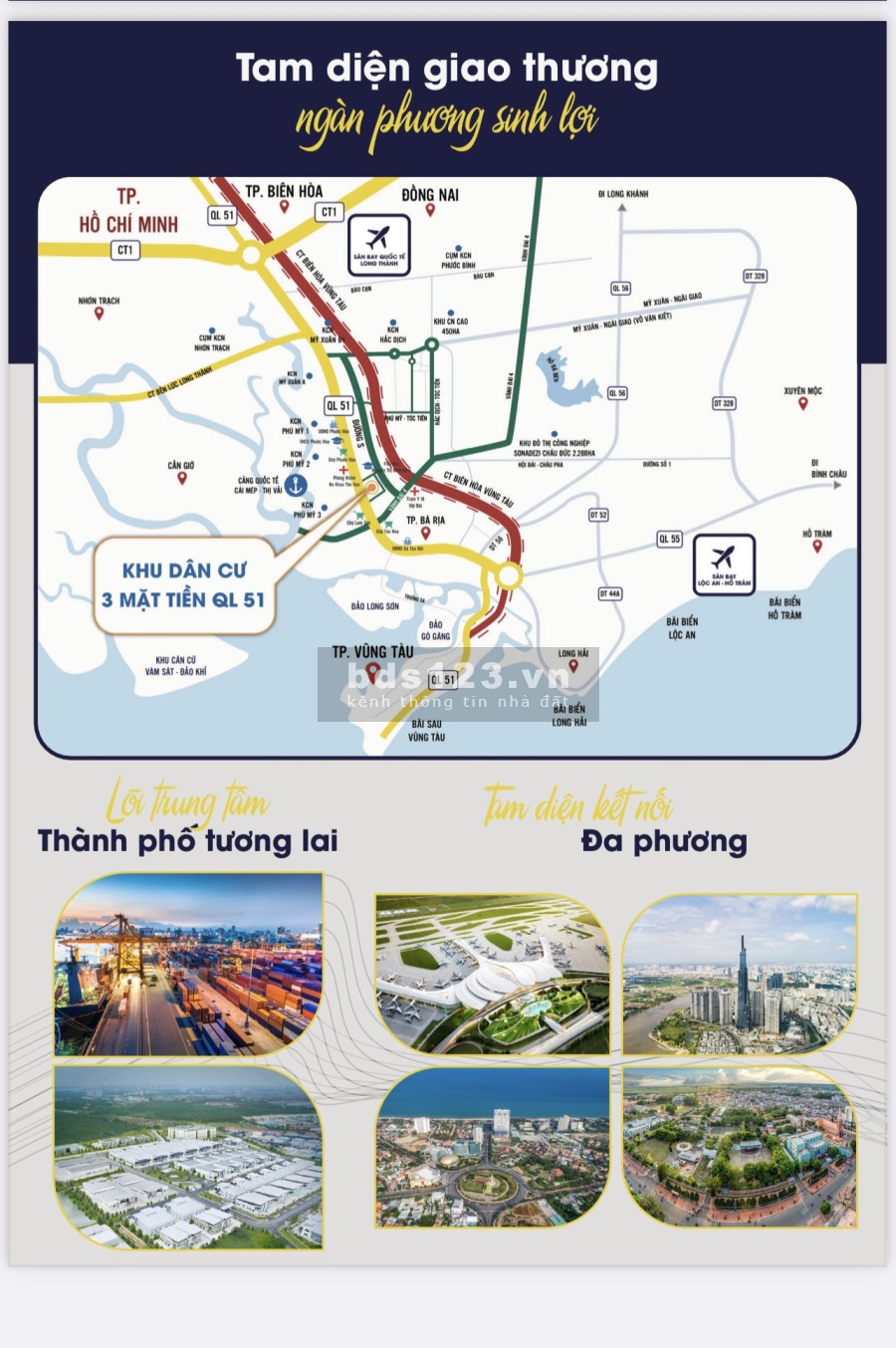 Bán đất nền có sổ 3 mặt tiền đường Quốc Lộ 51m, Phú Mỹ Bà Rịa Vũng Tàu
