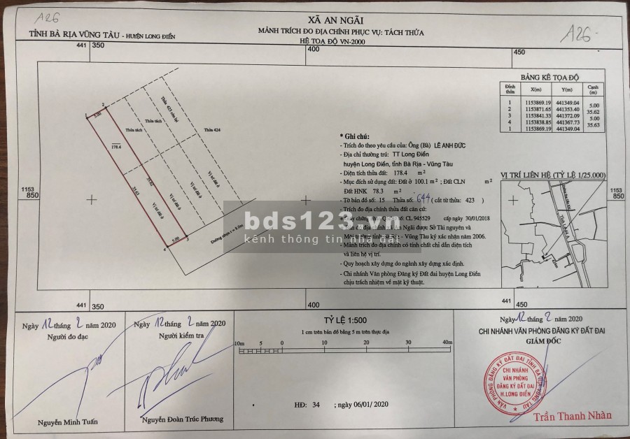 Mấy lô đất đẹp thổ cư giá đầu tư ngay sát thị trấn Long Hải liên hệ 0935521383