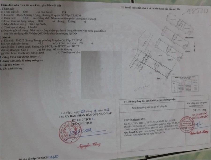 Bán nhà Quang Trung, Phường 8, Gò Vấp, diện tích sử dụng 4x15m, 4 lầu, giá 6.5 tỷ